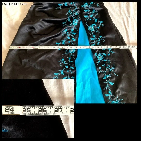 Beaded Embroidered Corset Formal Blue Black Tulle - Picture 12 of 16